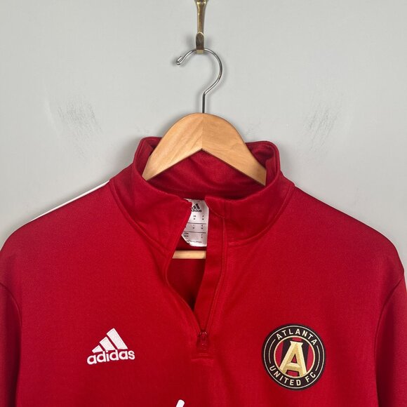 Adidas Atlanta United FC Soccer Futbol 1/4 Quarter Zip Red Pullover Mens Sz. M - Picture 3 of 6